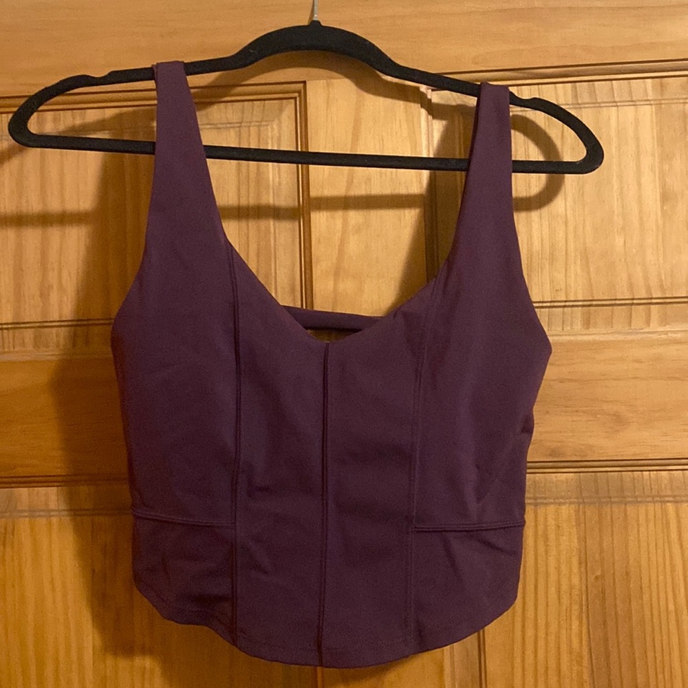 FP Movement Corset Style Top with Back Cutouts in Burgundy - M